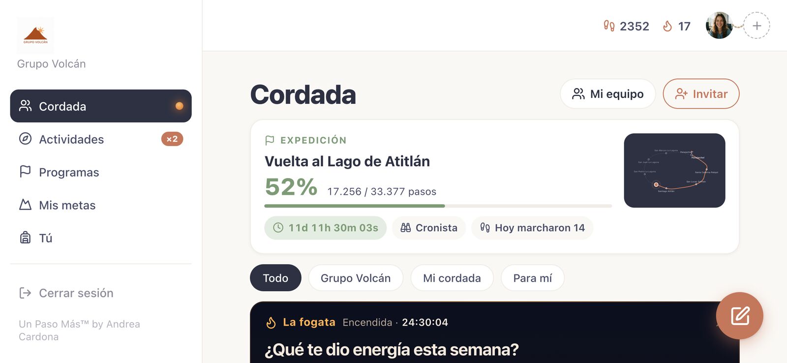 La cordada de Grupo Volcán: la expedición del equipo, la fogata de la semana y los reconocimientos entre colegas.