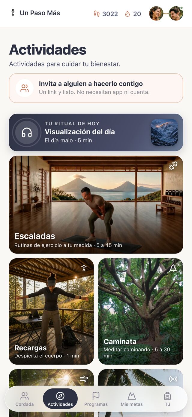 El menú del día: el ritual de hoy, escaladas, recargas, caminatas, aclimatación y Naturaleza FM.