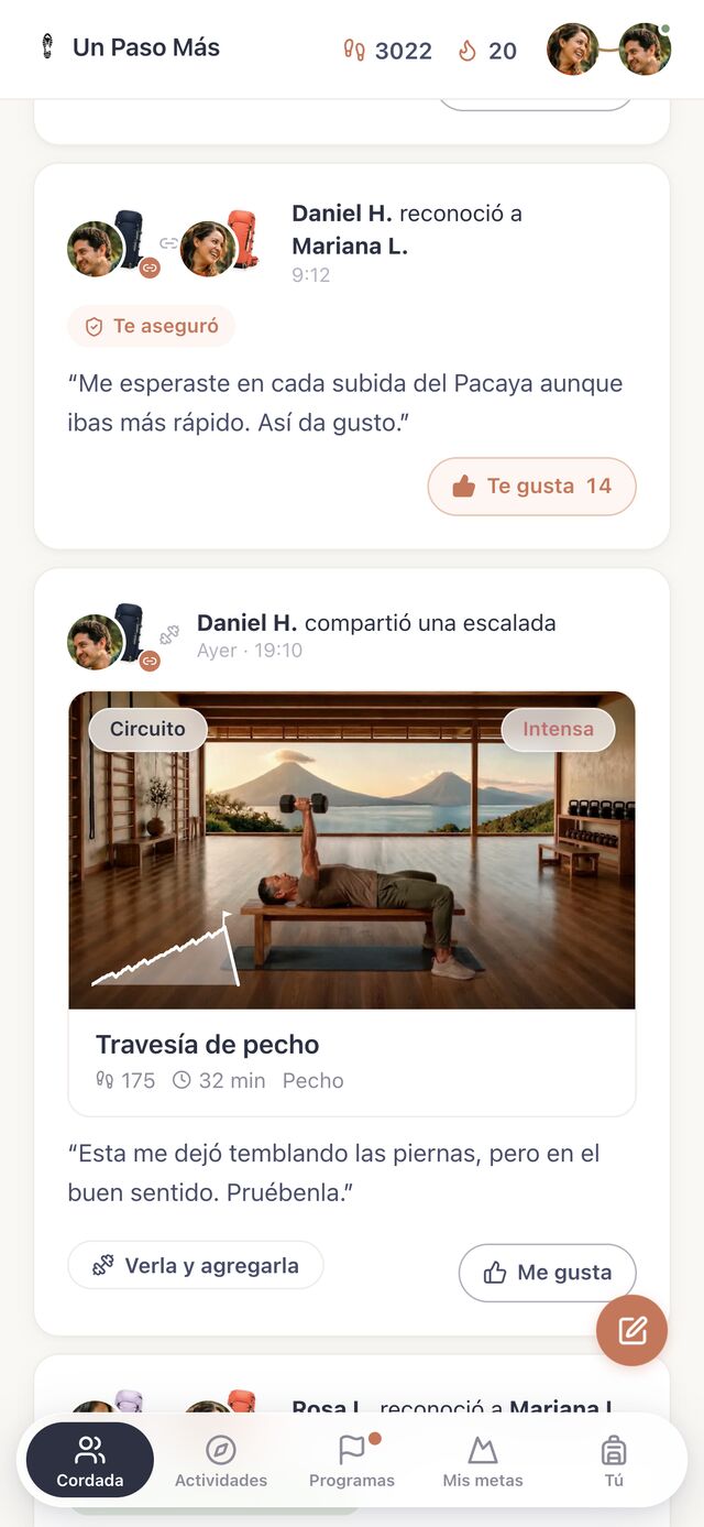 En la cordada, la familia y los amigos se reconocen lo que hacen por los demás: cada reconocimiento se vuelve un parche en la mochila.