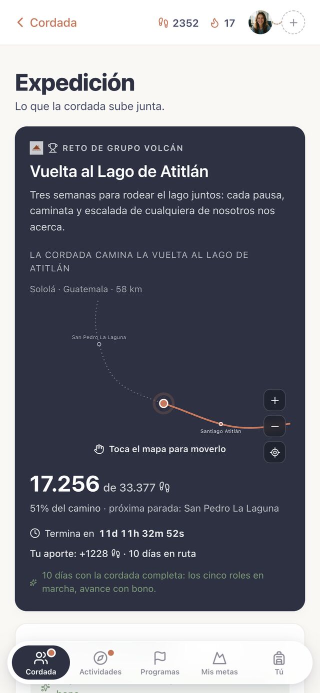 La expedición de Grupo Volcán: tres semanas para rodear el Lago de Atitlán con los pasos de toda la empresa.